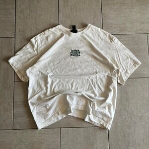 HM Mens Relaxed Fit Amor Vincit Omnia Embroidered T-Shirt White XL